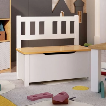Fehér-bézs MDF gyermek tárolópad 60 x 30 x 55 cm