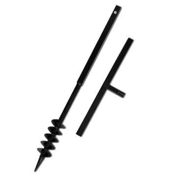 Kézi Föld Fúró  Auger Bit 80 mm  Dupla Spirállal Fekete Acél