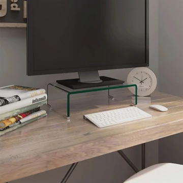 Átlátszó üveg TV/monitor állvány 40x25x11 cm