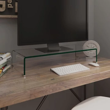 Átlátszó üveg TV/monitor állvány 70x30x13 cm