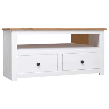 Fehér tömör fenyőfa sarok TV-szekrény 93 x 49 x 49 cm