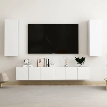 5 részes fehér szerelt fa TV-szekrényszett