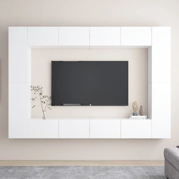 8 részes fehér szerelt fa TV-szekrényszett