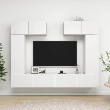 6 részes fehér szerelt fa TV-szekrényszett
