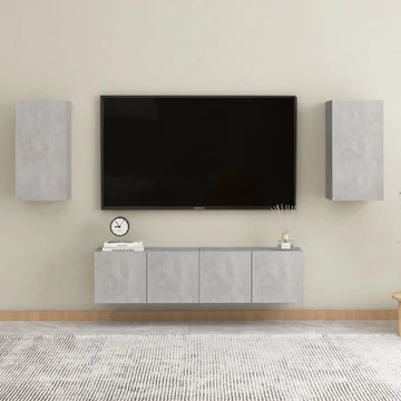 4 részes betonszürke szerelt fa TV-szekrényszett
