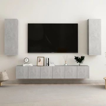 5 részes betonszürke szerelt fa TV-szekrényszett