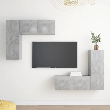 4 részes betonszürke szerelt fa TV-szekrényszett