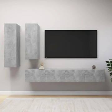 4 részes betonszürke szerelt fa TV-szekrényszett