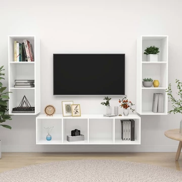 3 részes fehér szerelt fa TV-szekrény szett