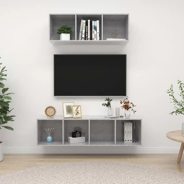 2 részes betonszürke szerelt fa TV-szekrény szett