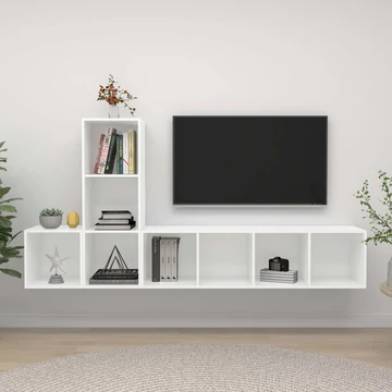 3 részes fehér szerelt fa TV-szekrény szett