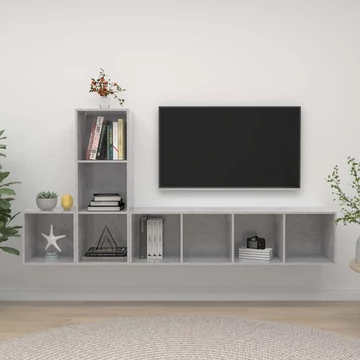 3 részes betonszürke szerelt fa TV-szekrény szett