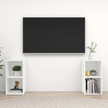 2 db fehér szerelt fa TV-szekrény 72 x 35 x 36,5 cm