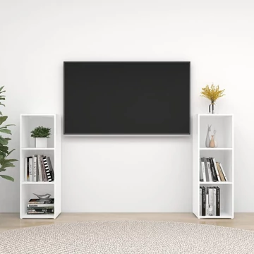 2 db fehér szerelt fa TV-szekrény 107 x 35 x 37 cm