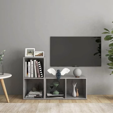 2 db betonszürke szerelt fa TV-szekrény 72 x 35 x 36,5 cm