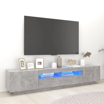 Betonszürke TV-szekrény LED-lámpákkal 200 x 35 x 40 cm