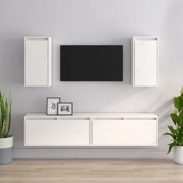 4 darab fehér tömör fenyőfa TV-szekrény