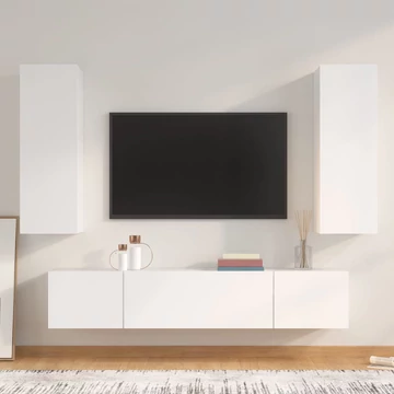 4 részes fehér szerelt fa TV-szekrényszett