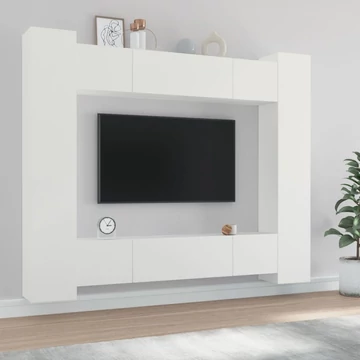 8 részes fehér szerelt fa TV-szekrényszett