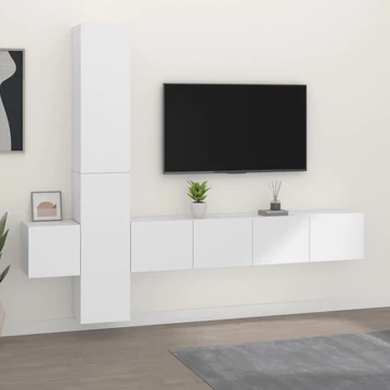 5 részes fehér szerelt fa TV-szekrényszett