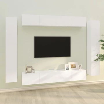 8 részes fehér szerelt fa TV-szekrényszett