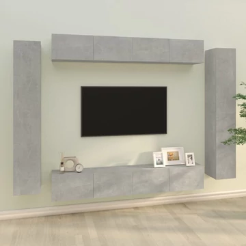 8 részes betonszürke szerelt fa TV-szekrényszett