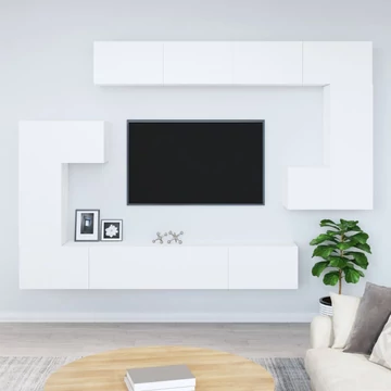 Fehér falra szerelhető szerelt fa TV-szekrény