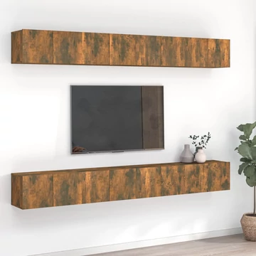 8 db füstös tölgy színű szerelt fa TV-szekrény 60 x 30 x 30 cm