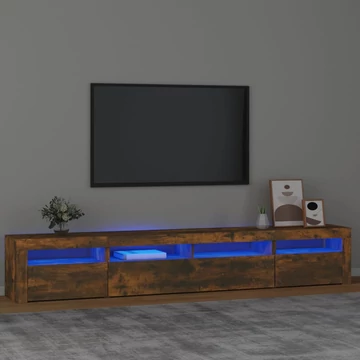 Füstös tölgy színű TV-szekrény LED-lámpákkal 240x35x40 cm