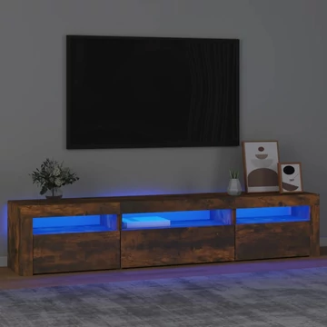 Füstös tölgy színű TV-szekrény LED-világítással 195x35x40 cm