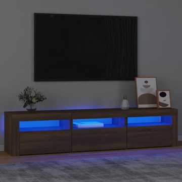 Barna tölgy színű TV-szekrény LED-lámpákkal 180x35x40 cm