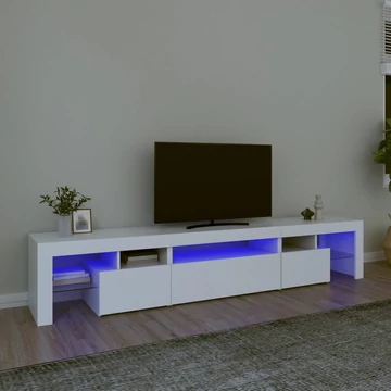 Fehér TV-szekrény LED-lámpákkal 215x36,5x40 cm