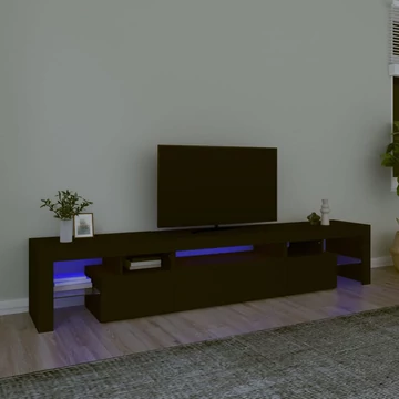 Fekete TV-szekrény LED-világítással 215x36,5x40 cm