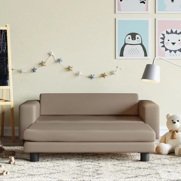 Kávészínű gyerek bársonykanapé lábzsámollyal 100x50x30 cm
