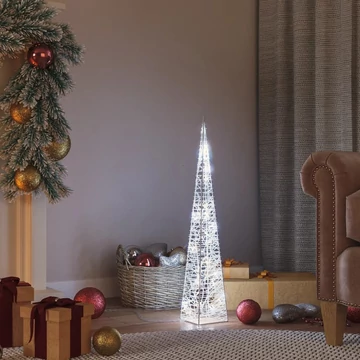 Dekoratív hideg fehér fényű LED-es akril fénykúp 60 cm
