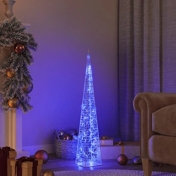 Dekoratív kék fényű LED-es akril fénykúp 90 cm
