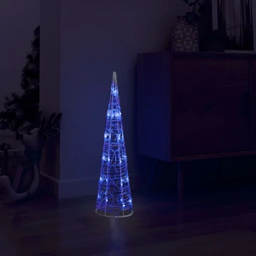 Dekoratív kék fényű LED-es akril fénykúp 60 cm
