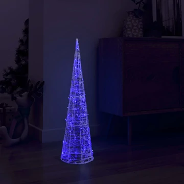 Dekoratív kék fényű LED-es akril fénykúp 90 cm
