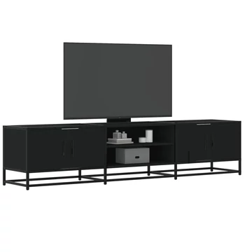 Fekete szerelt fa TV-szekrény 180 x 35 x 41 cm