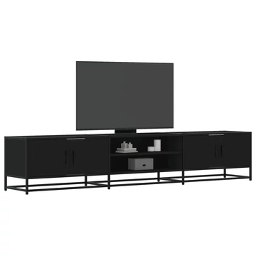 Fekete szerelt fa TV-szekrény 210 x 35 x 41 cm