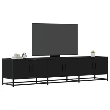 Fekete szerelt fa TV-szekrény 180 x 35 x 41 cm