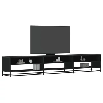 Fekete szerelt fa TV-szekrény 270 x 40 x 46 cm