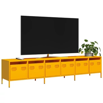 Mustársárga hidegen hengerelt acél TV-szekrény 202x39x43,5 cm