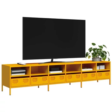 Mustársárga hidegen hengerelt acél TV-szekrény 202x39x43,5 cm