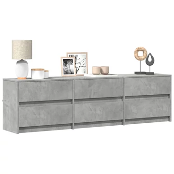 Betonszürke szerelt fa TV-szekrény LED-ekkel 180 x 34 x 50 cm