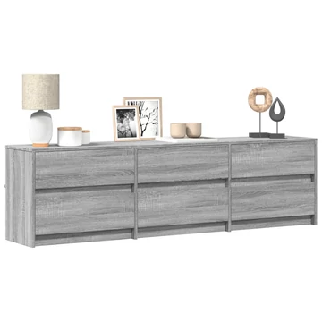 Szürke sonoma színű szerelt fa LED-es TV-szekrény 180x34x50 cm