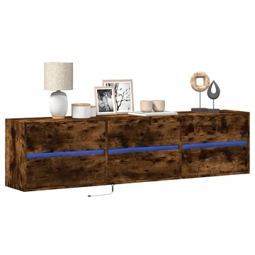 Füstös tölgy falra szerelhető TV-szekrény LED-del 180x31x45cm