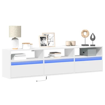 Fehér falra szerelhető TV-szekrény LED-del 180 x 31 x 45 cm