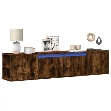 Füstös tölgy színű fali TV-szekrény LED-del 180 x 31 x 39,5 cm