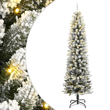 Műkarácsonyfa 300 LED-del és pelyhes hóval 210 cm